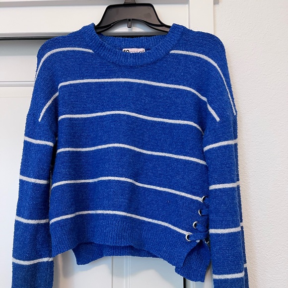 SO Royal Blue Striped Sweater - Picture 1 of 5